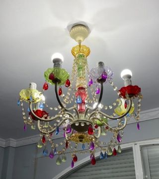 Lampara techo multicolor cristal