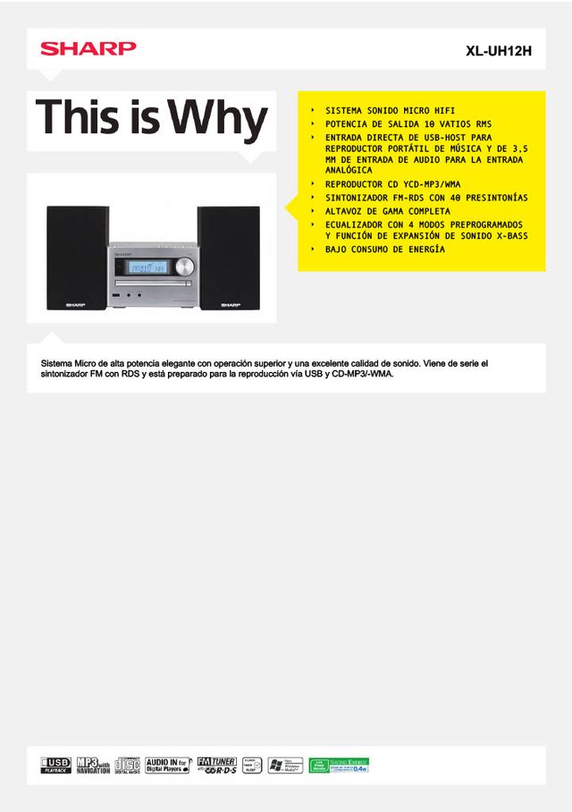 SISTEMA DE SONIDO / MICROCADENA SHARP XL-UH12H