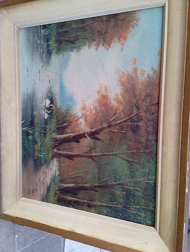 Quadro olio su tela vintage 60x50cm