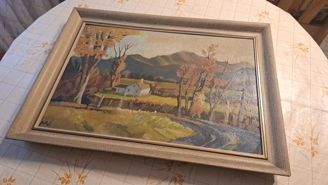 Cuadro paisaje otoñal óleo sobre lienzo