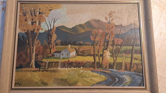 Cuadro paisaje otoñal óleo sobre lienzo