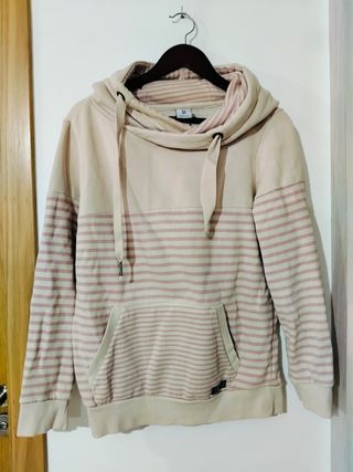 Sudadera Sublevel rayas beige-rosa M