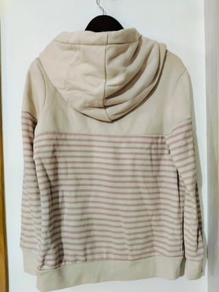 Sudadera Sublevel rayas beige-rosa M