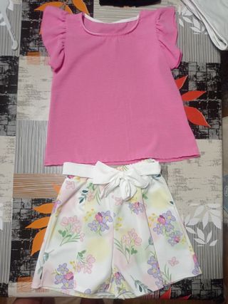 Conjunto verano niña rosa-flores
