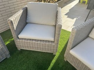 Sofá jardín 3 plazas - ratán beige