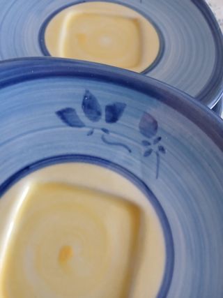 3 Piattini caffè - Ceramica blu e giallo