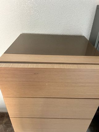 Cómoda 6 cajones - Madera y cristal