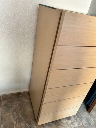 Cómoda 6 cajones - Madera y cristal