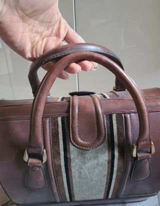 Baule vintage in pelle e velluto