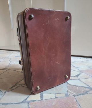 Baule vintage in pelle e velluto