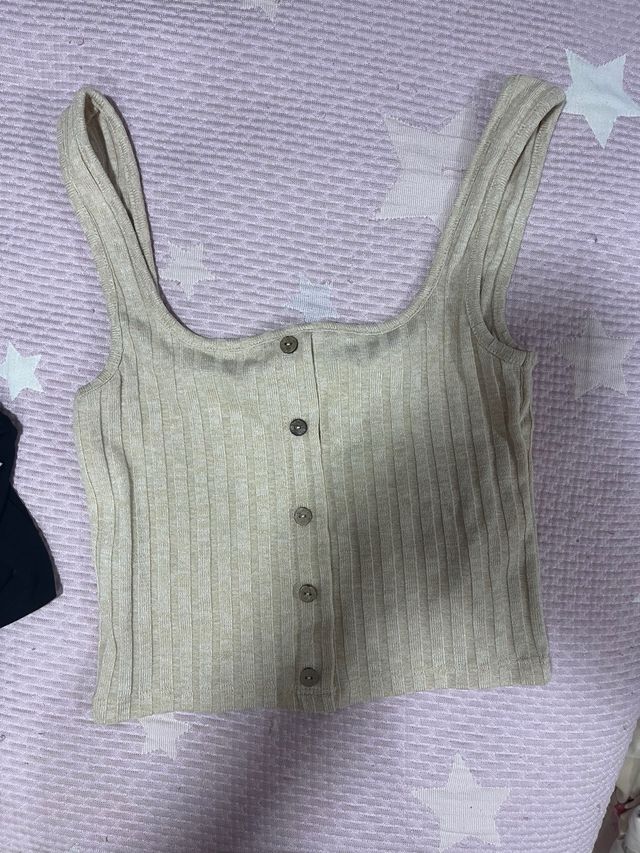 Top beige de canalé