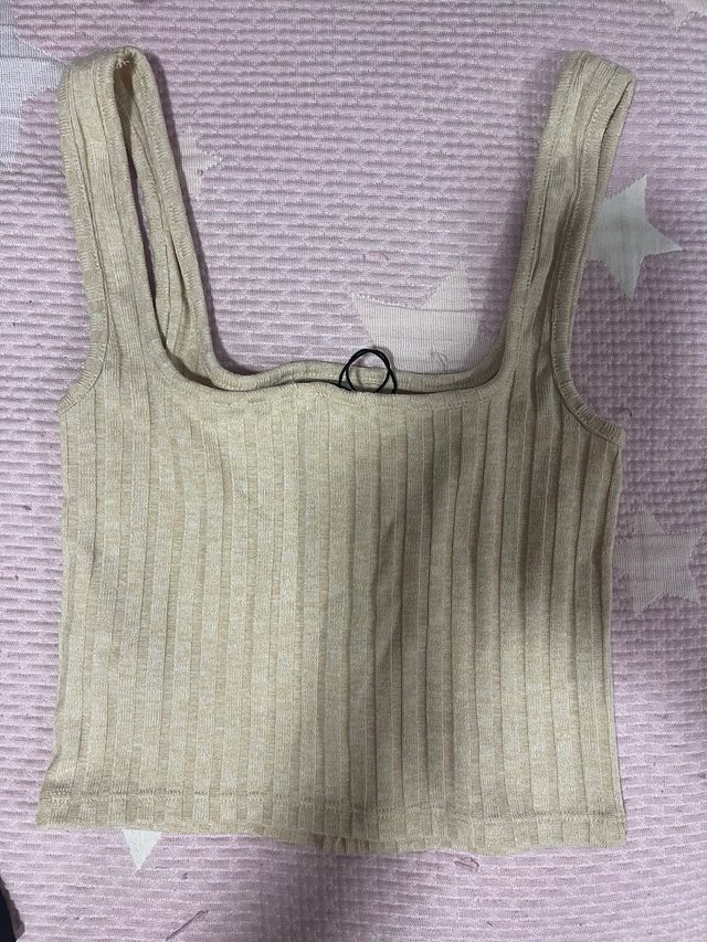 Top beige de canalé