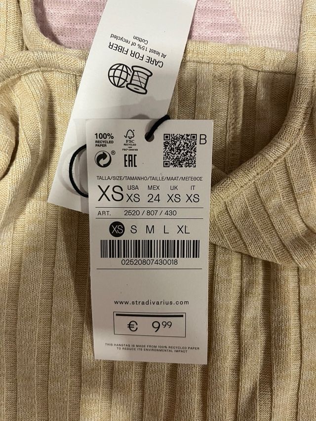 Top beige de canalé