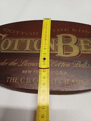 Placca pubbl. Cotton Belt in legno