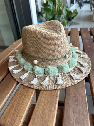 Sombrero boho festival - marrón, verde