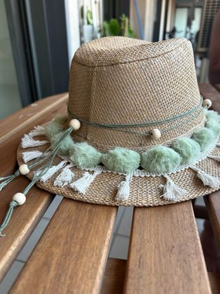 Sombrero boho festival - marrón, verde