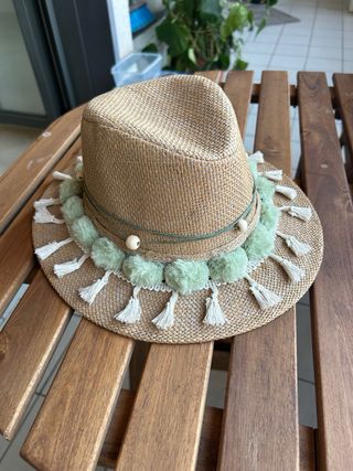 Sombrero boho festival - marrón, verde