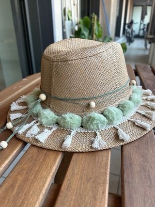 Sombrero boho festival - marrón, verde