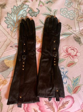 Guantes largos piel negra