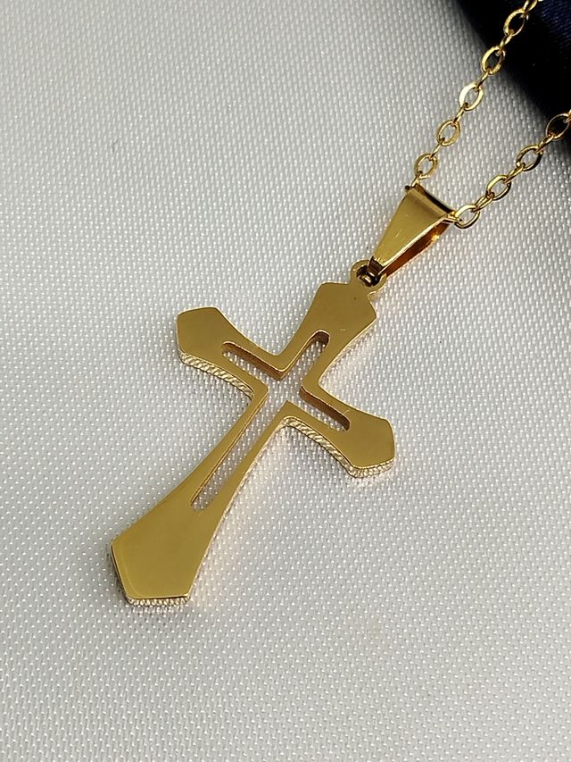 Collar Cruz Dorado Acero inoxidable