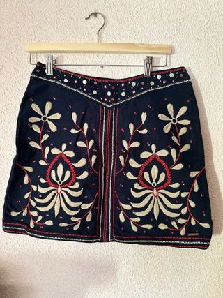 Minifalda Tintoretto negra bordada - Talla L