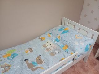 Cama infantil blanca c/barrera