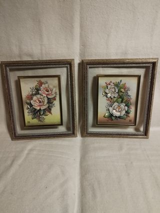 2 Cuadros Flores - Cerámica