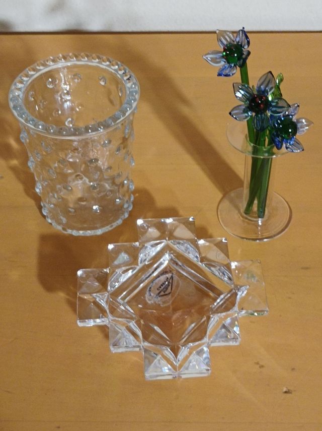 Set 3 soprammobili vetro o cristallo