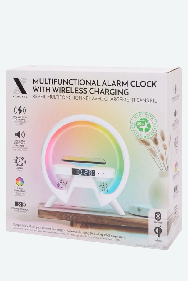 Reloj despertador Xtronic con carga inalámbrica