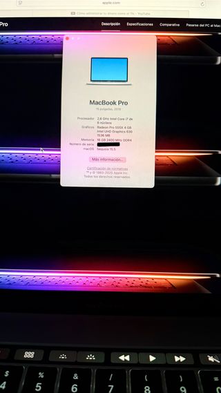MacBook Pro 15" 16GB RAM 256GB con Touch Bar