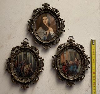 3 Quadretti Dipinti Bronzo