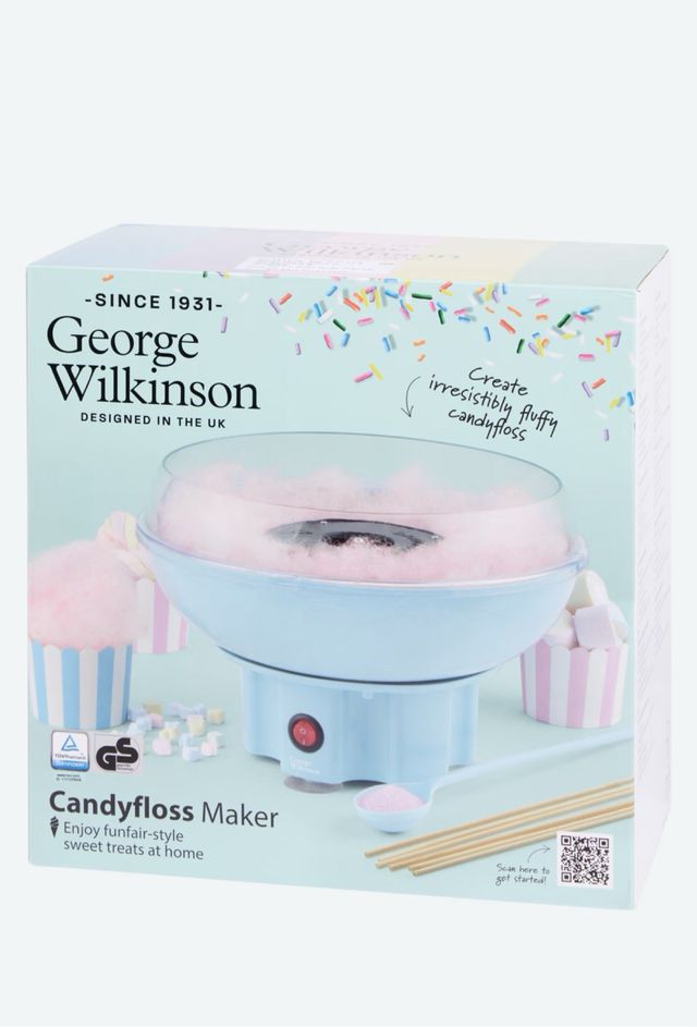 Máquina algodón de azúcar rosa y azul