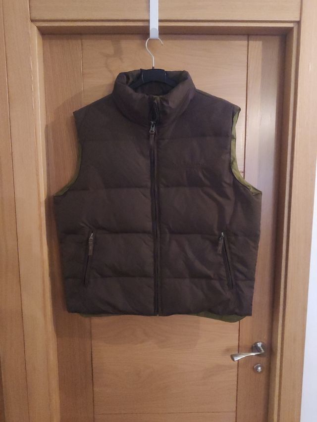 Chaleco plumas marrón-verde