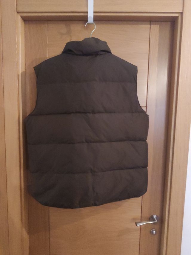 Chaleco plumas marrón-verde