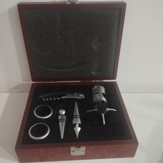 Set Abrebotellas Vino - Madera Metal