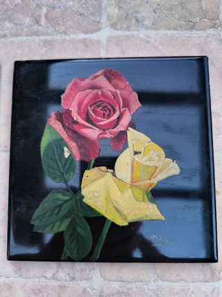 Set di 3 piastrelle decorate (spedizione e consegna a mano)