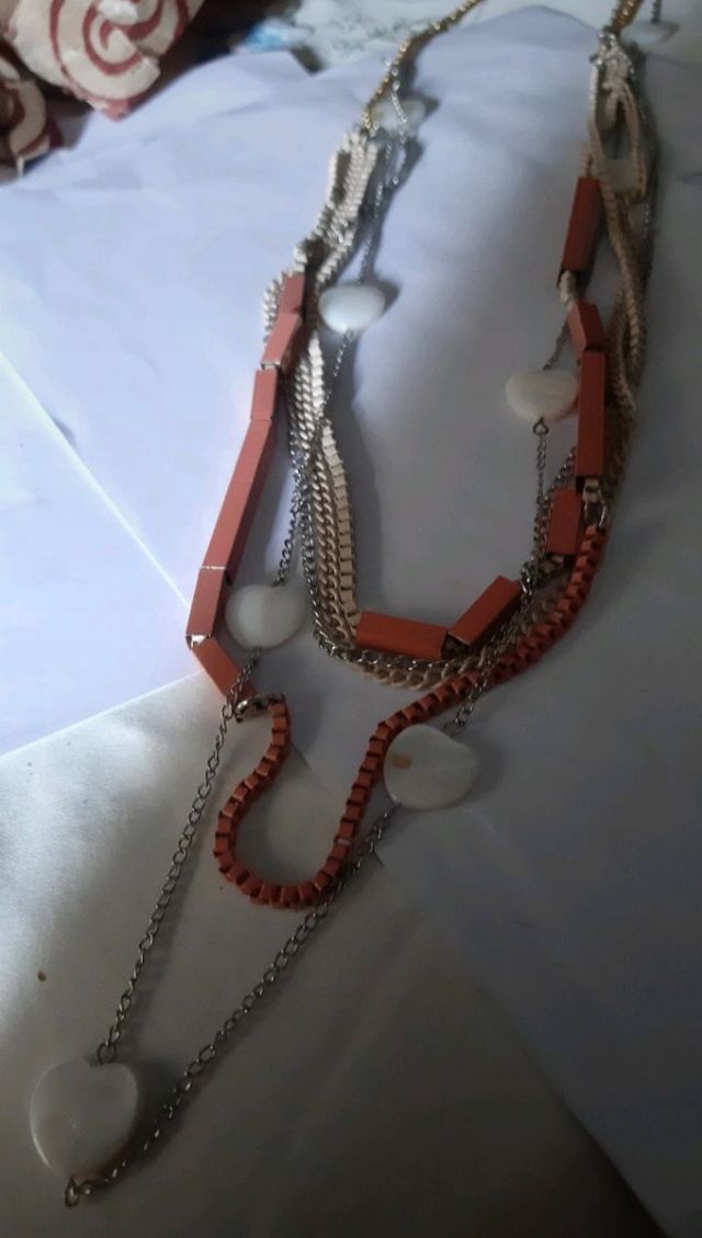 Collar multicapa | Plata y rosa