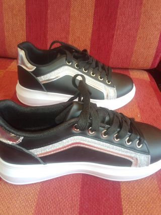Sneakers nere e argento