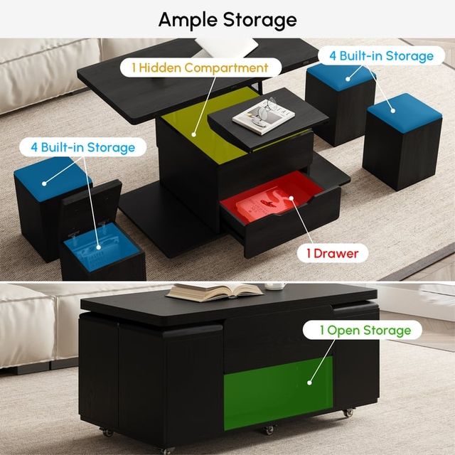 Mesa centro elevadora negra