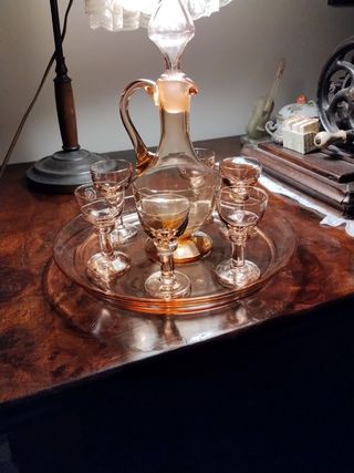 Set bicchieri & bottiglia vintage rosa