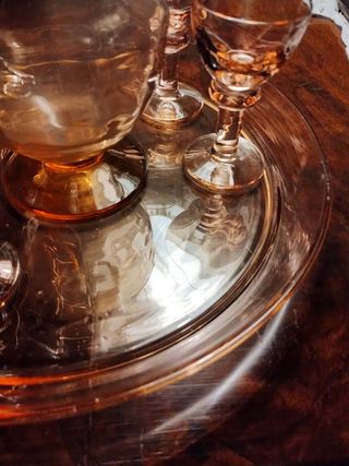 Set bicchieri & bottiglia vintage rosa