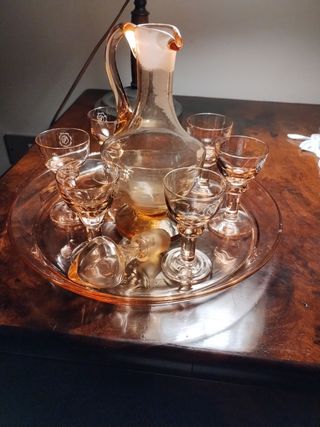 Set bicchieri & bottiglia vintage rosa