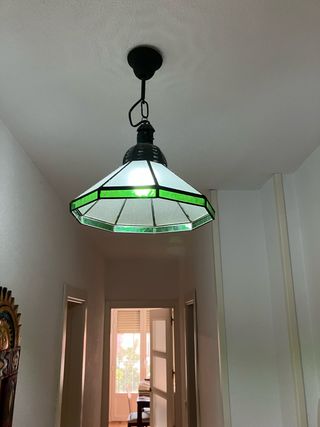 Lampara vintage cristal verde