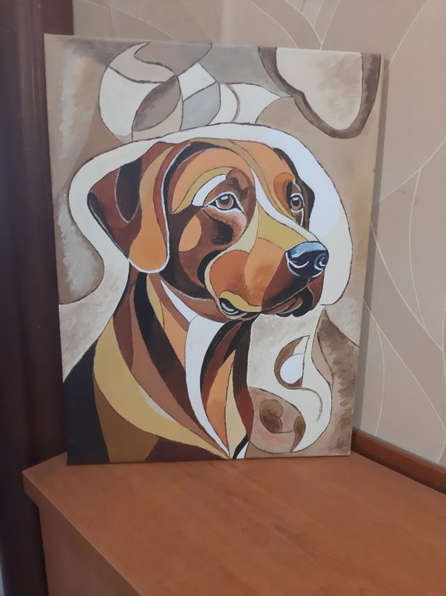 Cuadro Perro Boxer estilo cubista