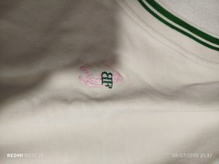 Maglia vintage collo a V verde e bianca