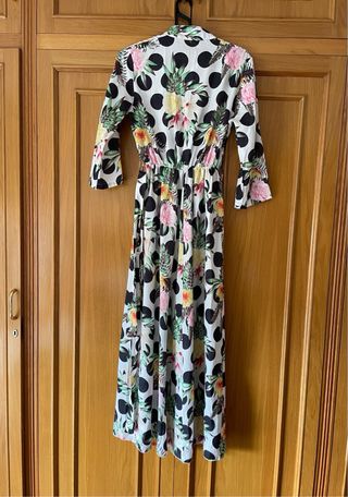 Vestido midi lunares flores