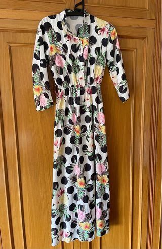 Vestido midi lunares flores
