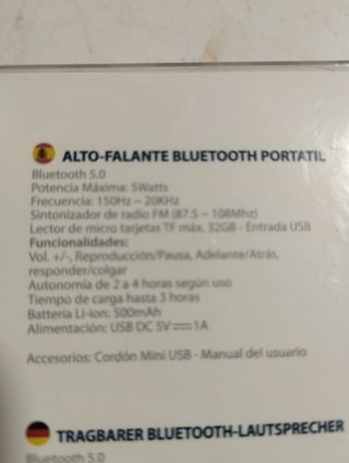 ALTAVOZ PORTÁTIL BLUETOOTH 