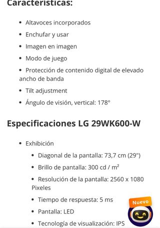 Monitor Ultrapanoramico LG 29" UltraWideIPS Blanco