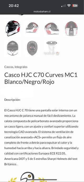 Casco moto HJC C70 talla M